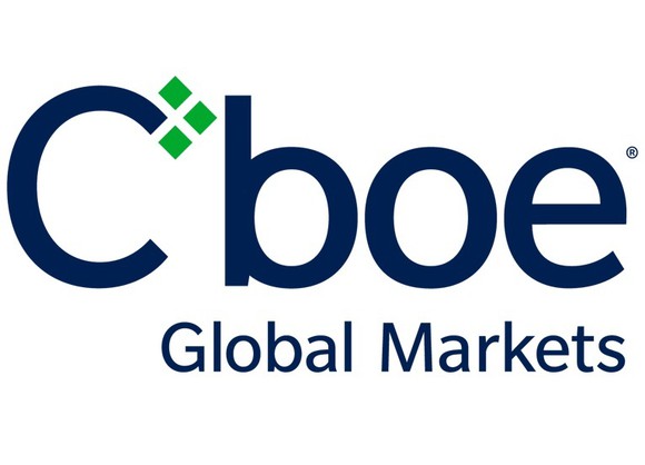 New corporate logo: Cboe in blue arial font.