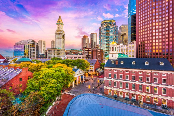 A view of part of downtown Boston, Massachusetts.