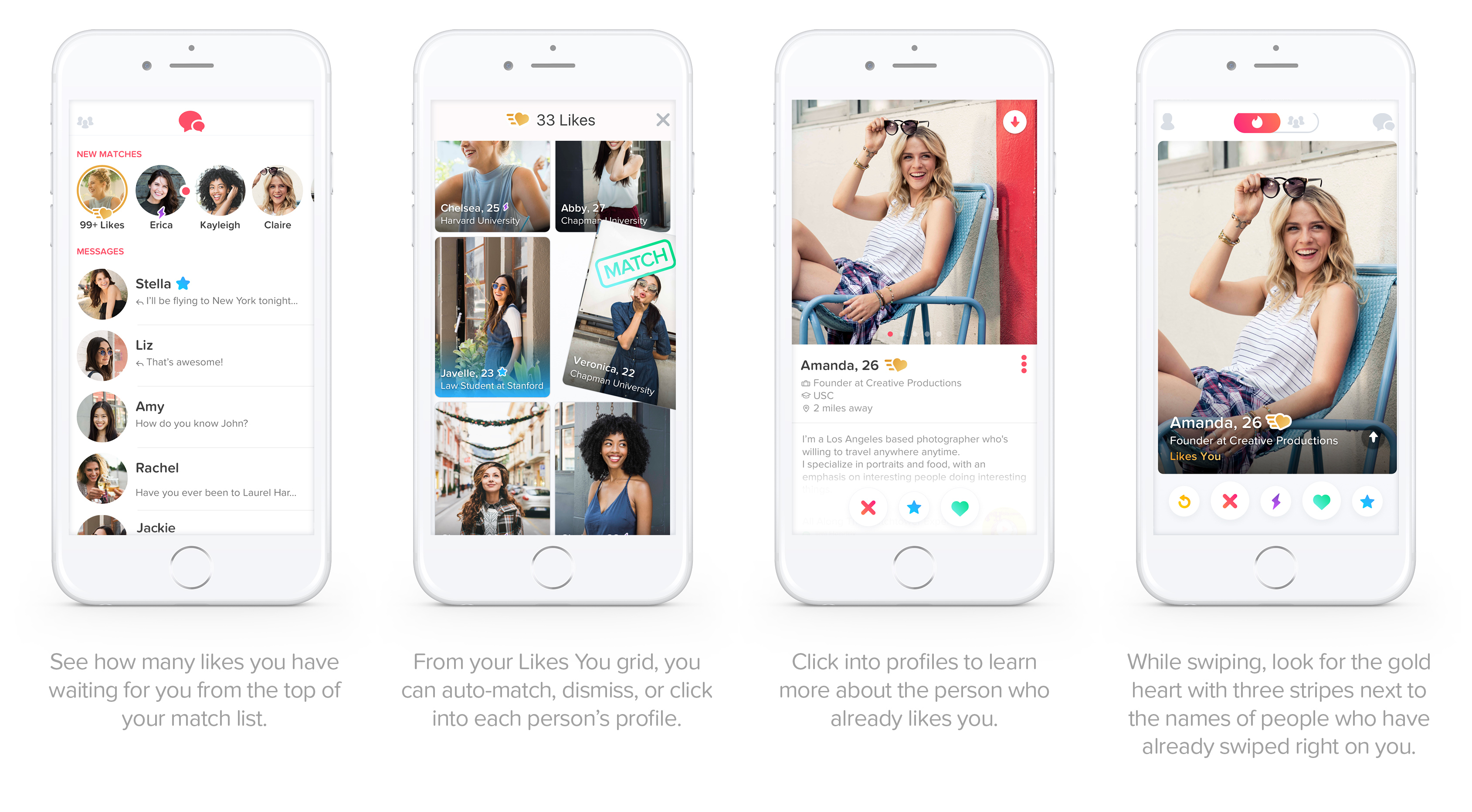 Screenshots of Tinder Gold on a mobile phone