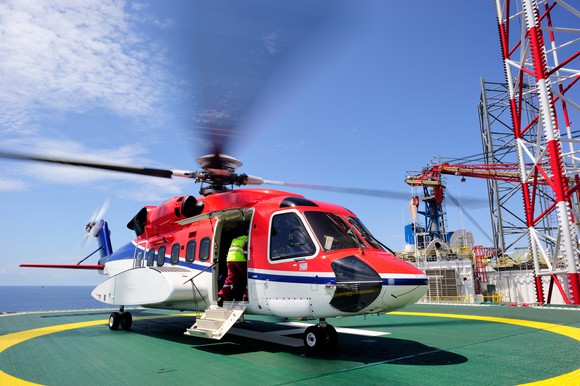 Helicopter on a pad