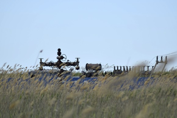 An oil and gas well in a field