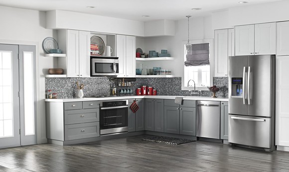 A kitchen with Whirlpool appliances