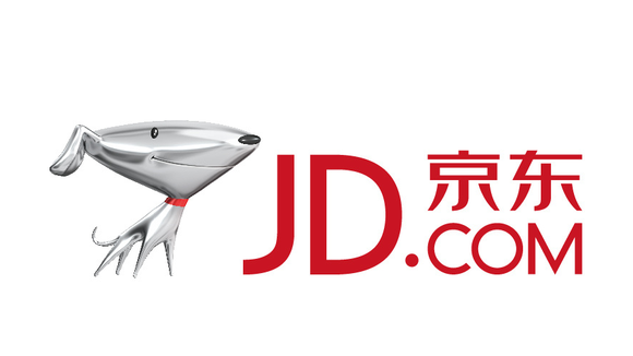 JD.com's logo, including a shiny metallic puppy.