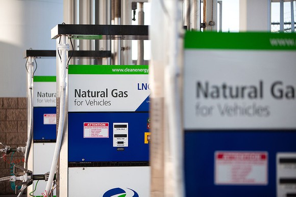 Clean Energy Fuels dispensers at a refueling station.