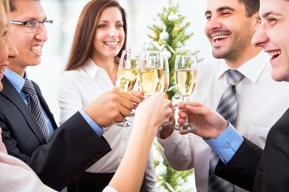 Professionals toasting