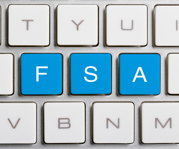 FSA in blue keys on a computer keyboard