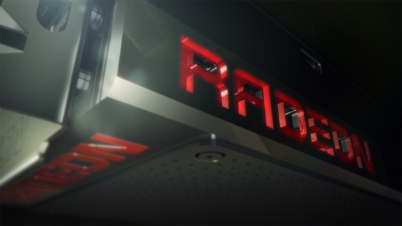 A close-up of an AMD Radeon graphics card.