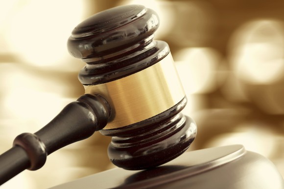 A gavel in a courtroom