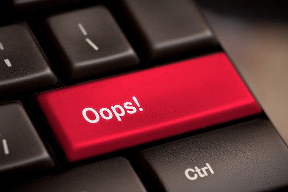 Red Oops! button on computer keyboard