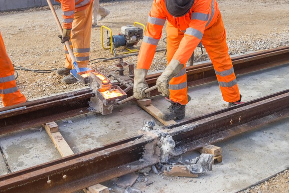 Workers building a new railway.