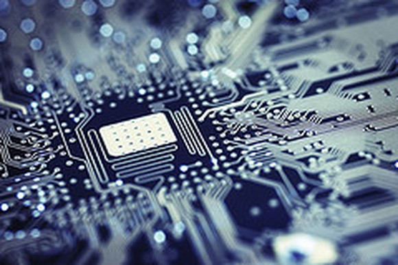 A chip inside a technology device.