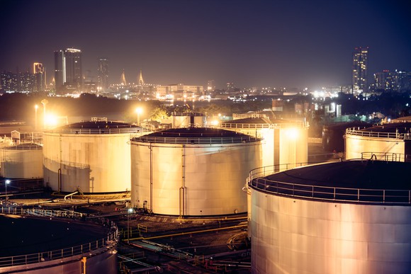 Diesel fuel storage tanks.