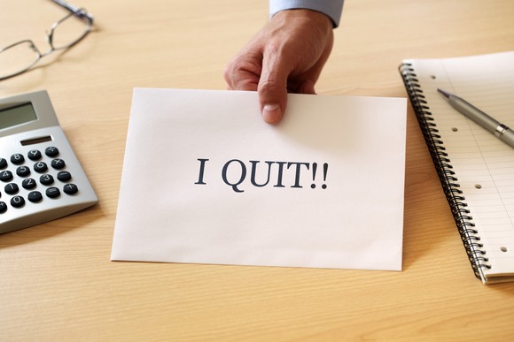 Envelope reading I QUIT!