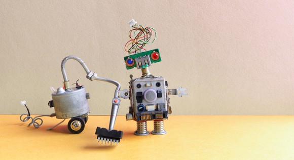 Robot running a vacuum cleaner