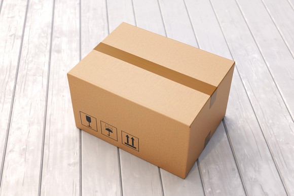 Cardboard box on porch