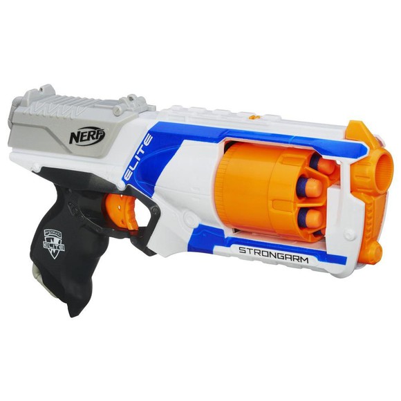 A Nerf N-Strike Elite Strongarm Blaster.