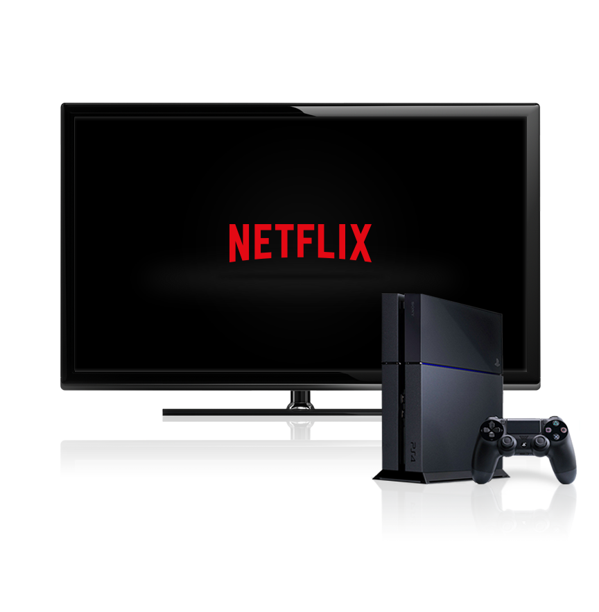 A TV screen with the Netflix logo on it