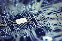 Close-up picture of a computer processor.