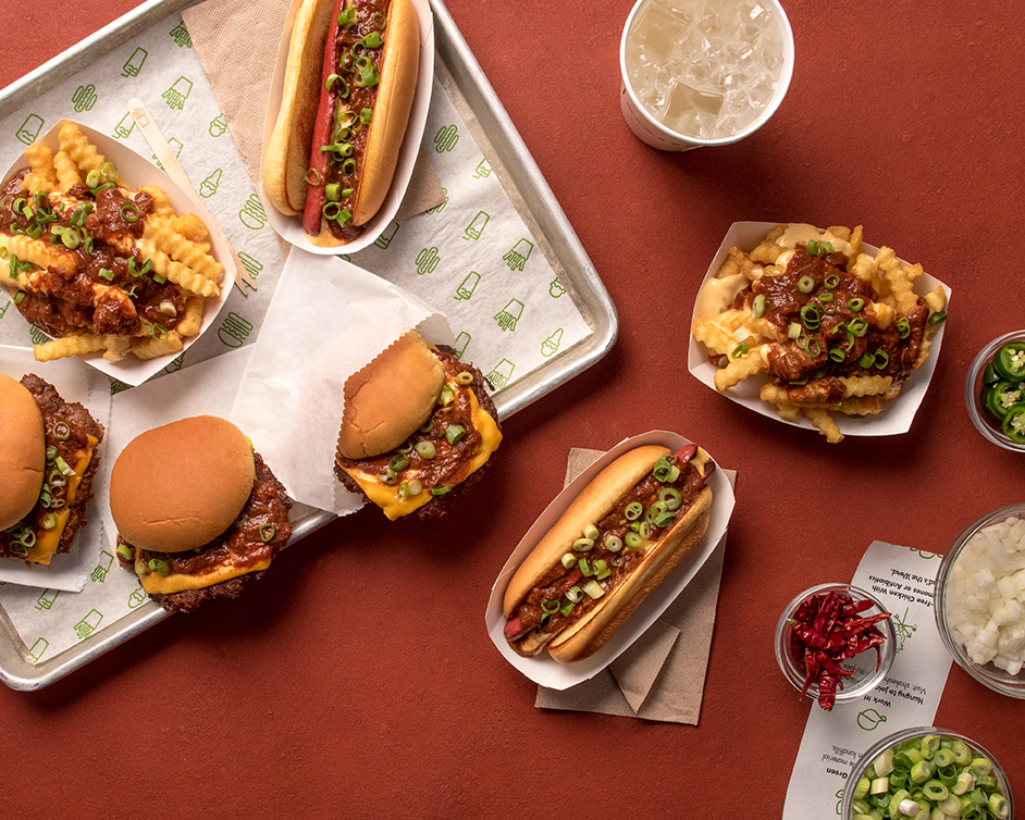 A selection of Shake Shack's new chili menu items