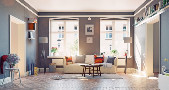 Spacious apartment interior.