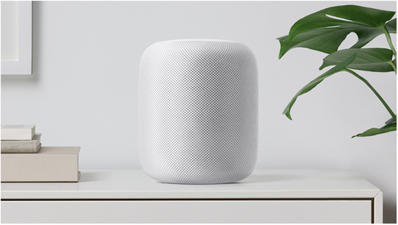 Apple HomePod on a shelf