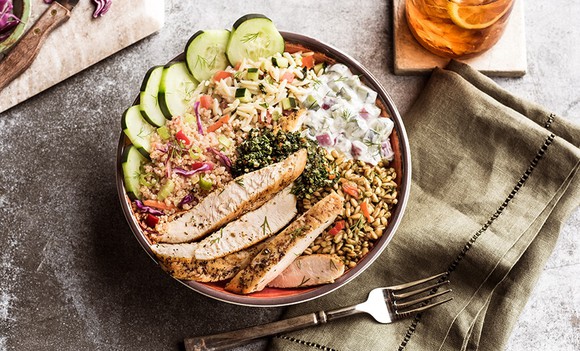A Mediterranean Salad Trio Bowl from Zoe's Kitchen