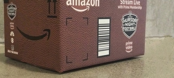 An Amazon package promoting its "Thursday Night Football" stream.