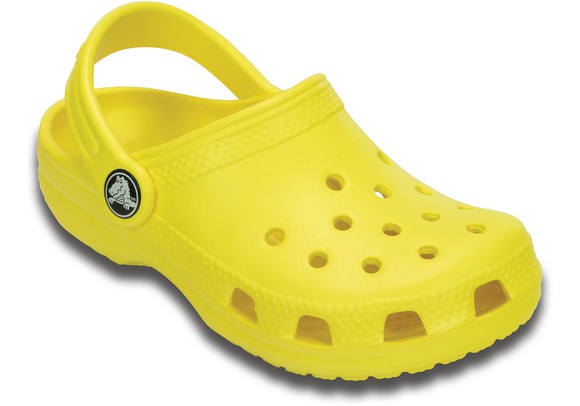 A single yellow Crocs shoe.