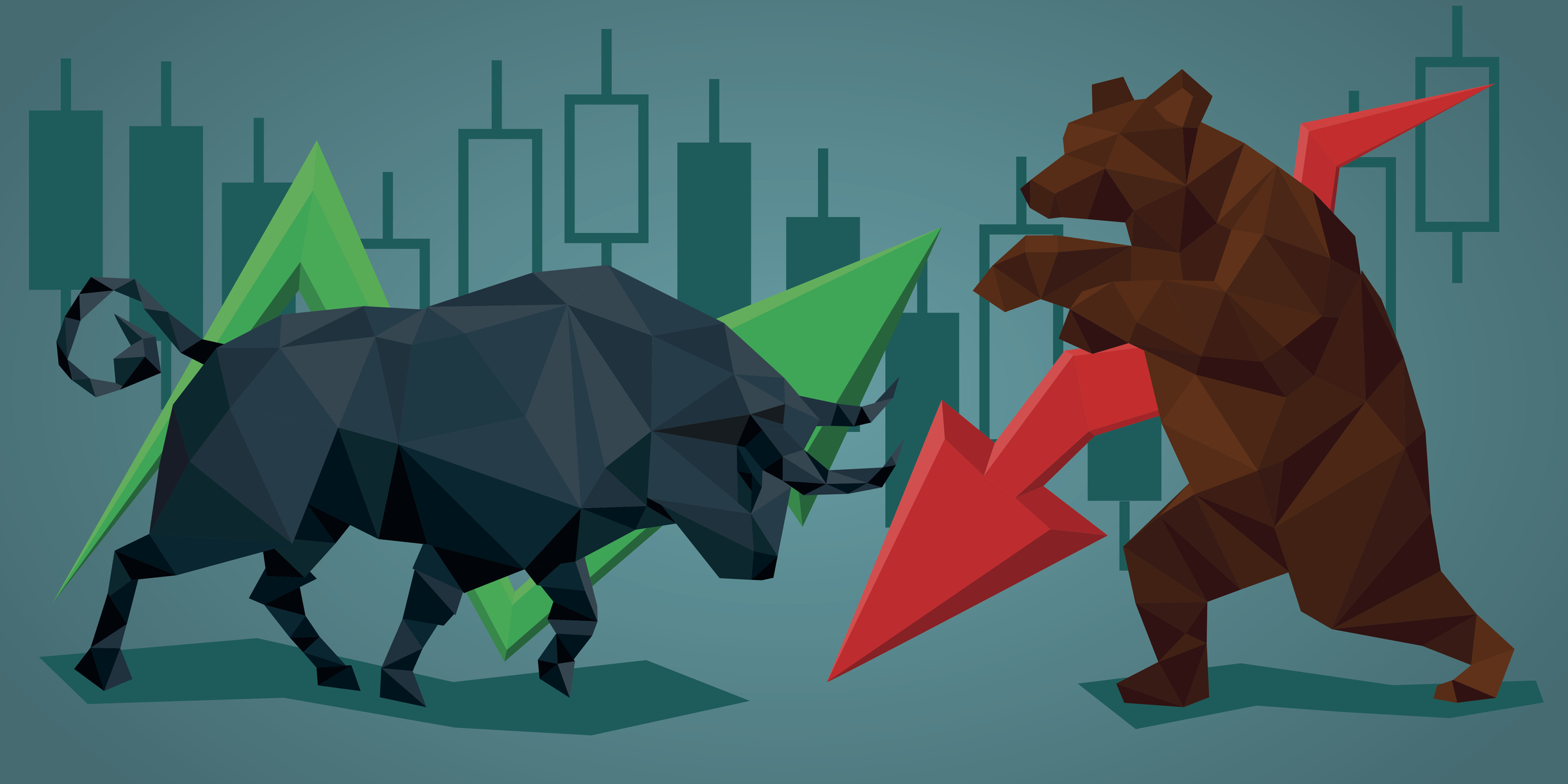 Bull and bear cartoons.