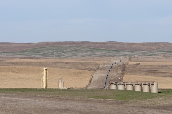 A pipeline under construction in North Dakota.