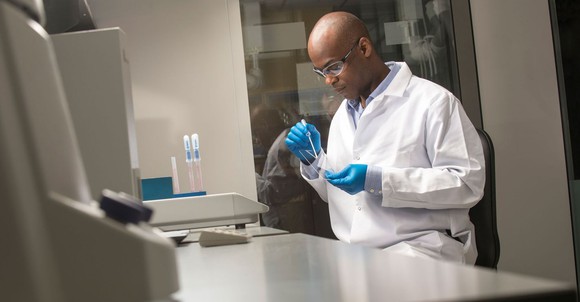 Corning scientist working on glass products