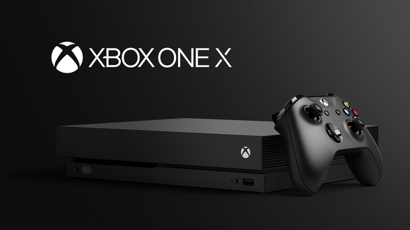 The Xbox One X console and a controller.