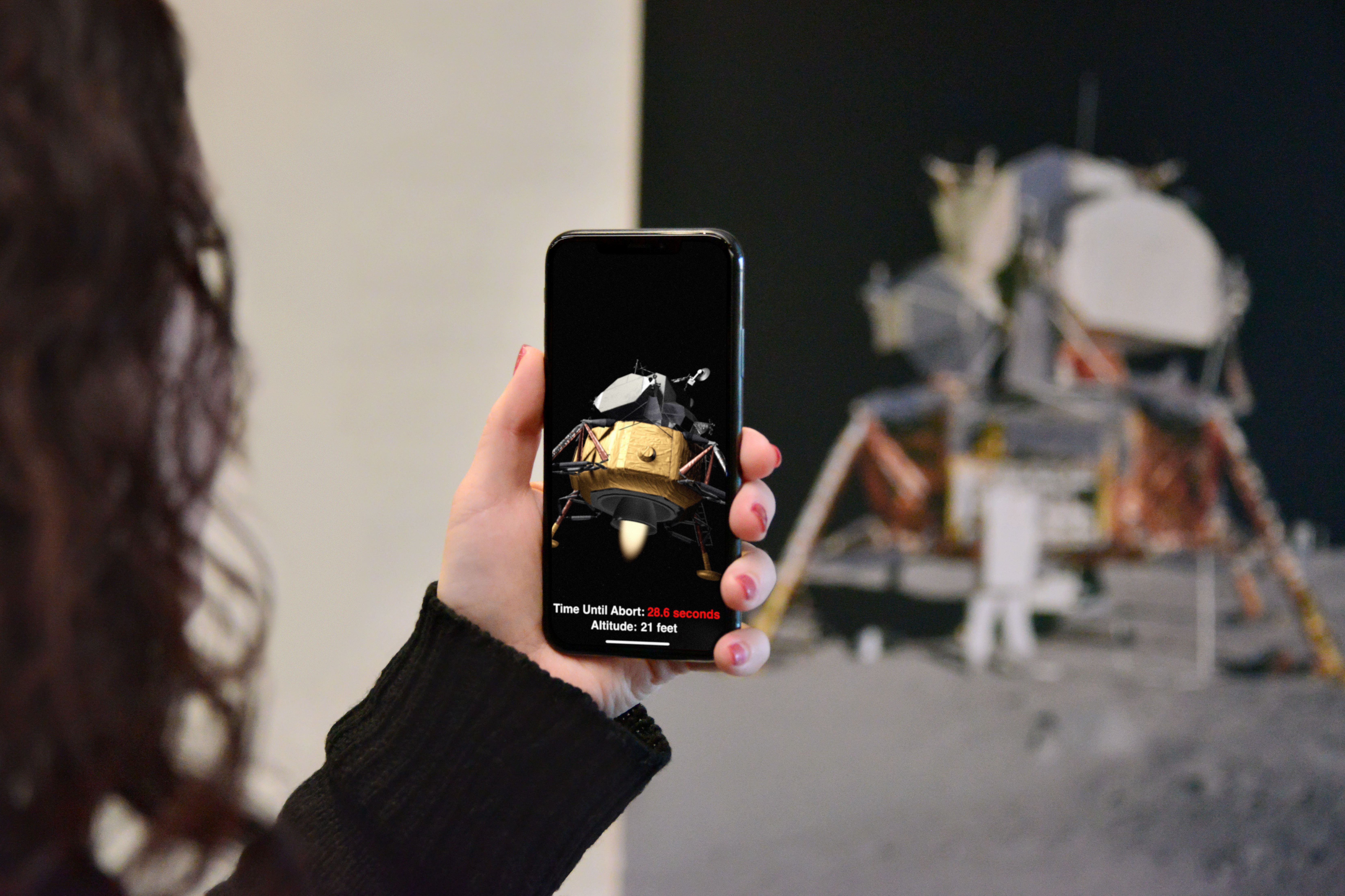 Apple's iPhone X being used for augmented reality.
