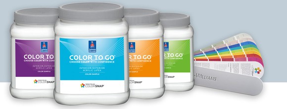 Four containers of Color to Go with paint guides.