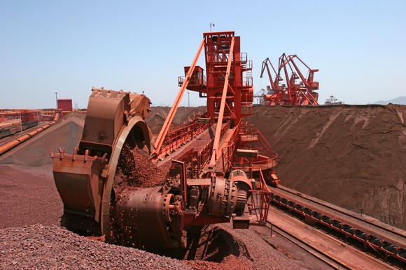 Digging equipment at an iron ore mine.