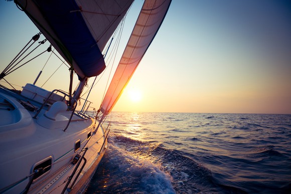 Yacht sailing on ocean