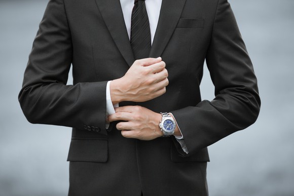 A man in a suit.