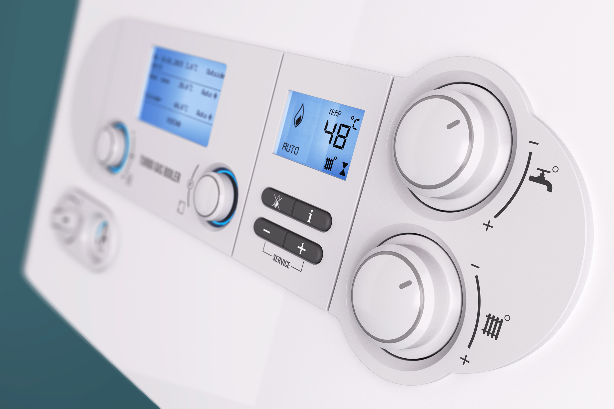 A tankless water heater up close