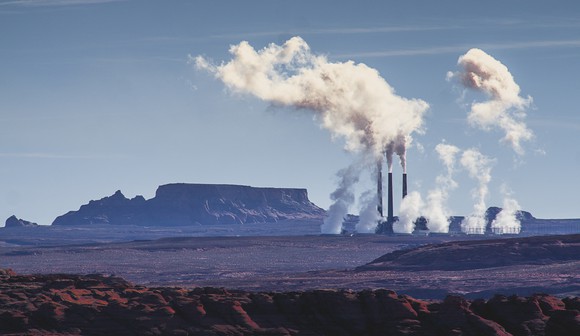 A power plant in the desert.