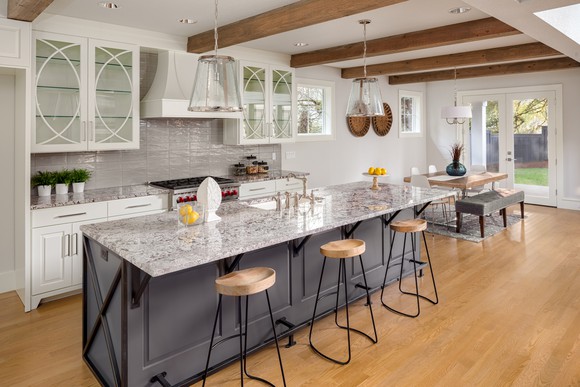 A quartz kitchen counter.