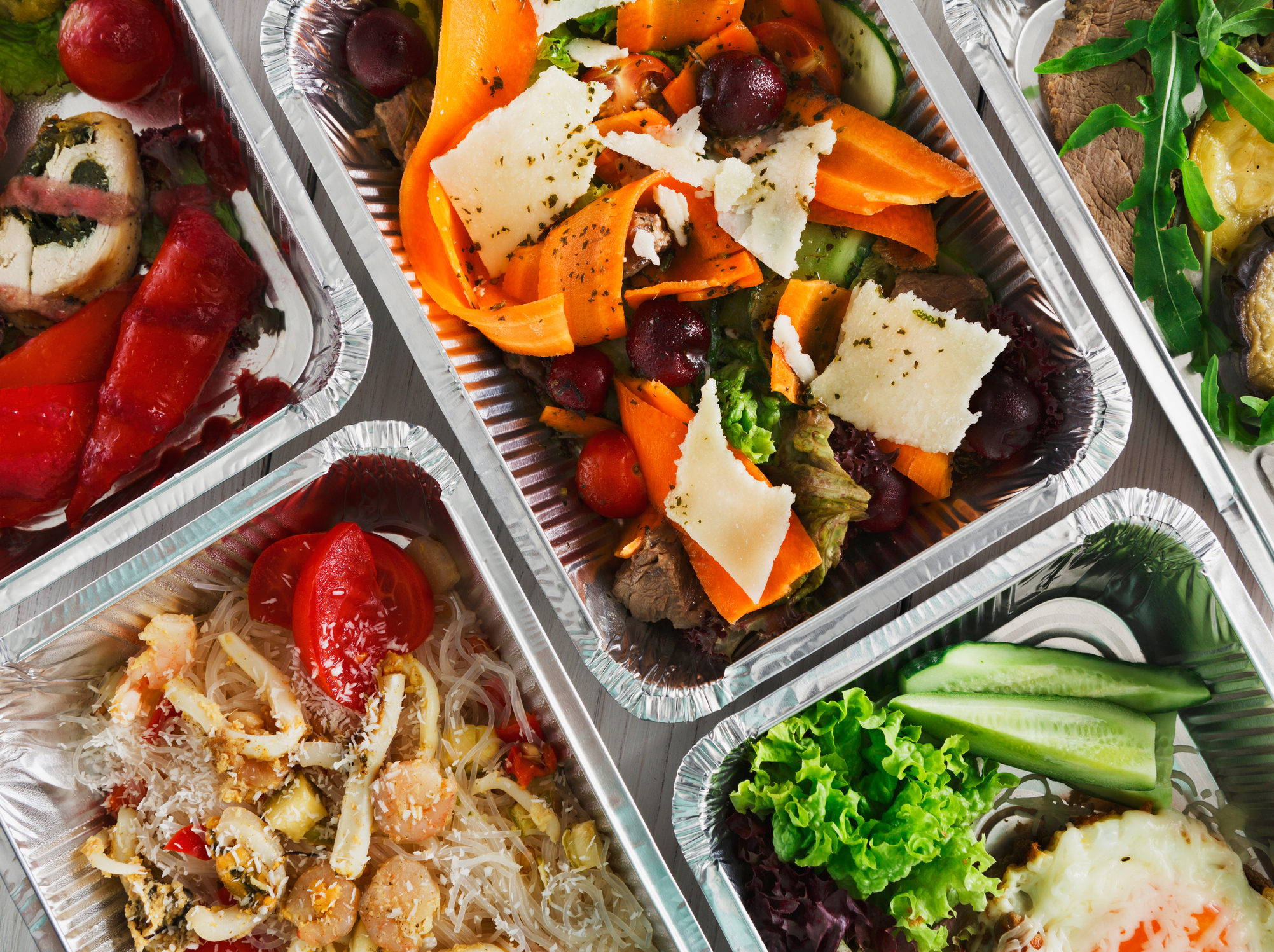 Healthy meals separated into containers
