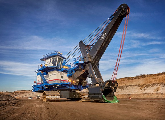 Excavator at an oil sands facility.