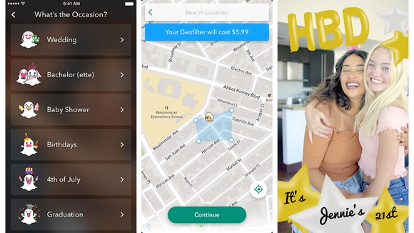 Snapchat's custom filters in action.