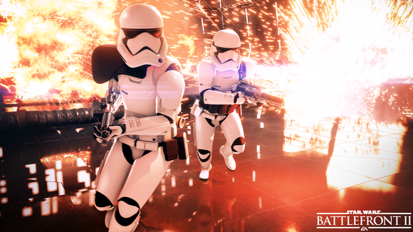 Star Wars stormtroopers fighting a battle
