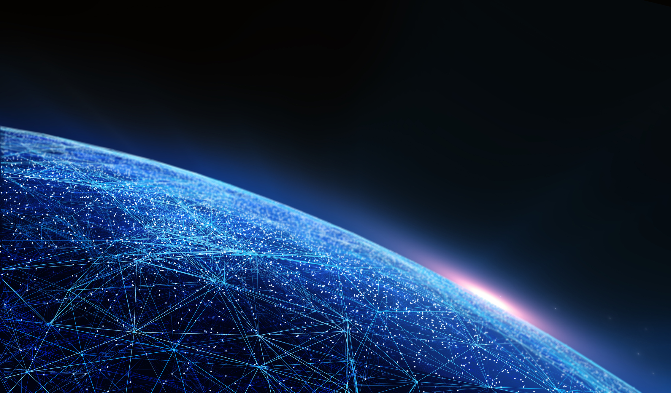 Artist's rendering of a globe with connected fibers running across the surface.