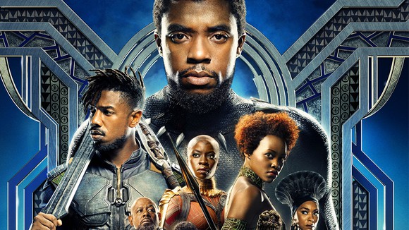 Black Panter movie poster with numerous cast members.