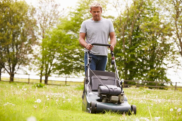Man mowing the lawn