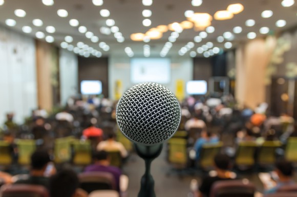 Microphone in front of group