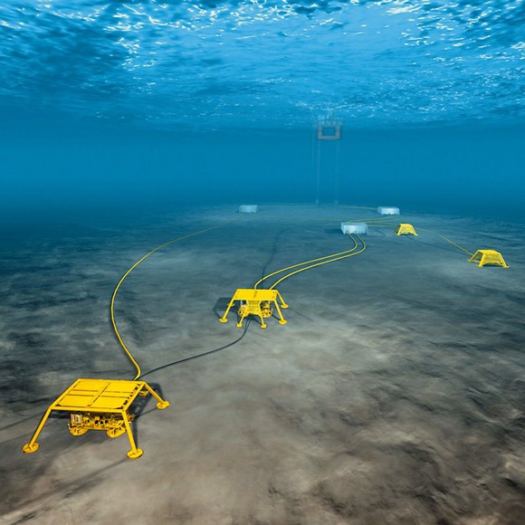Sensor array under ocean surface.