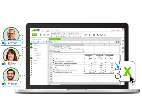 Workiva's Wdesk running on a laptop.